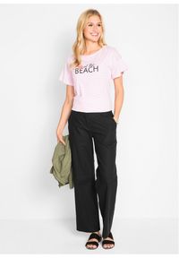 bonprix - Spodnie z mieszanki lnu i bawełny. Kolor: czarny. Materiał: bawełna, len #2