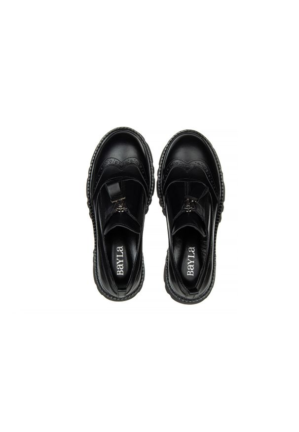 Półbuty Bayla-161 054 2894 03 Black 161383, Czarny, Skóra naturalna. Kolor: czarny. Materiał: skóra. Szerokość cholewki: normalna. Obcas: na platformie