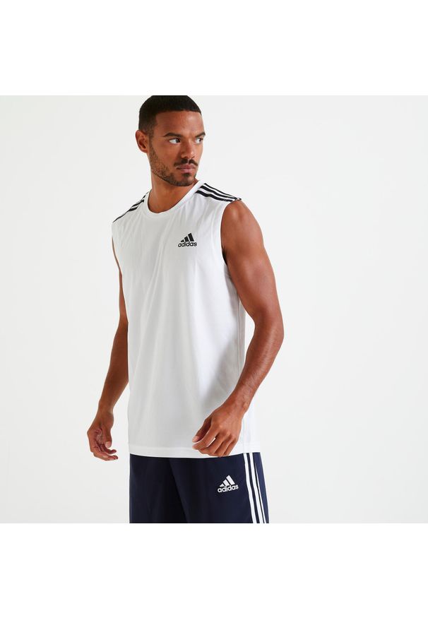 Adidas - Koszulka bez rękawów fitness Aeroready. Materiał: skóra, materiał. Długość rękawa: bez rękawów. Styl: klasyczny