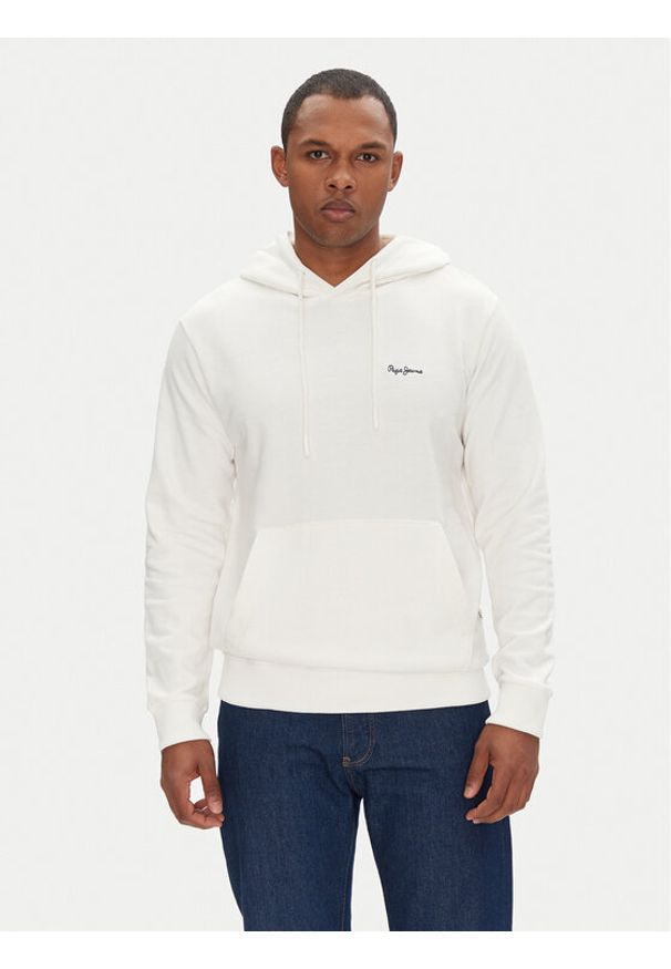 Pepe Jeans Bluza Essential PM582839 Biały Regular Fit. Kolor: biały. Materiał: bawełna