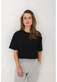 T-SHIRT PENNY CZARNY M - Flawless. Kolor: czarny. Materiał: skóra, materiał, bawełna. Długość: krótkie. Styl: klasyczny, sportowy, elegancki