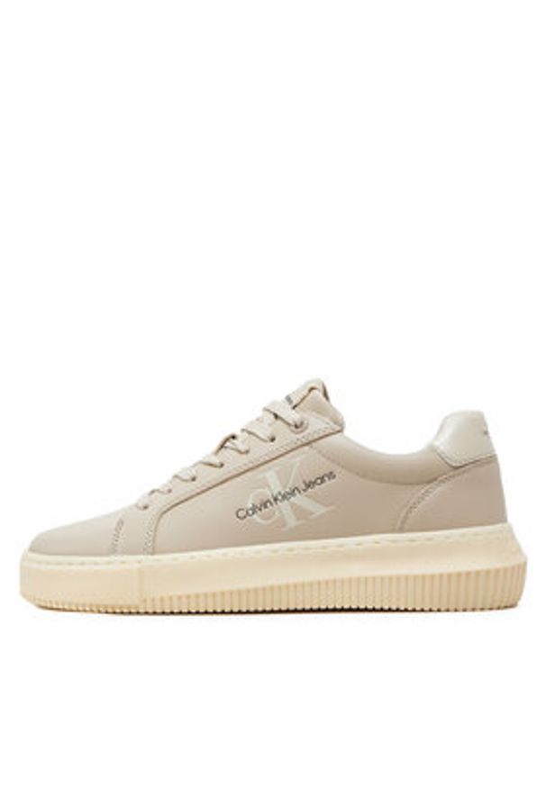 Calvin Klein Jeans Sneakersy Chunky Cupsole Laceup Lth Ml Mtl YW0YW01476 Écru. Materiał: skóra