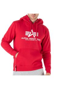 Bluza Alpha Industries Basic Hoody 178312328 - czerwone. Typ kołnierza: kaptur. Kolor: czerwony. Materiał: poliester, bawełna. Wzór: aplikacja. Styl: klasyczny