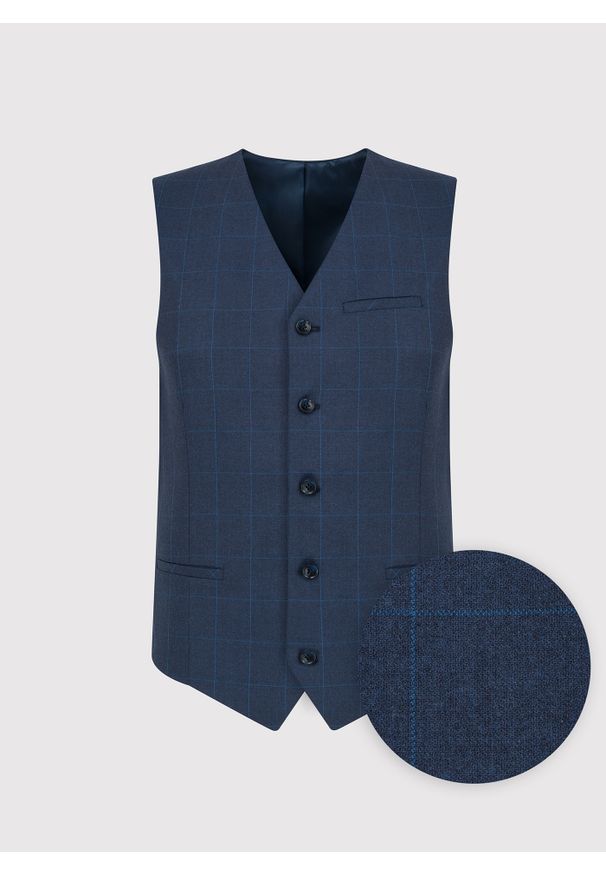 Pako Lorente - PAKO LORENTE – Granatowa kamizelka męska w kratę. Kolor: niebieski