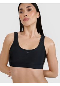 4f - 4F Góra od bikini damska - czarna XL. Kolor: czarny. Materiał: materiał, syntetyk, elastan