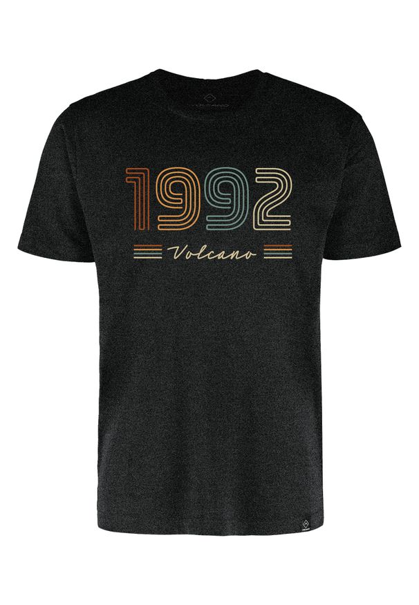 Volcano - Koszulka z printem, Comfort Fit, T-RETRO. Kolor: szary. Materiał: bawełna. Długość: krótkie. Wzór: nadruk. Styl: retro