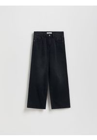 Reserved - Jeansy wide leg - czarny. Kolor: czarny