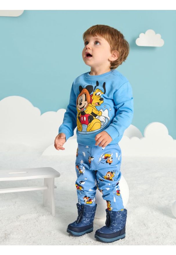 Sinsay - Spodnie dresowe Myszka Miki - niebieski. Kolor: niebieski. Materiał: dresówka. Długość: długie