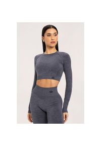 GYM GLAMOUR - Koszulka fitness damska Gym Glamour z długim rękawem seamless. Kolor: szary. Długość rękawa: długi rękaw. Długość: długie. Styl: glamour