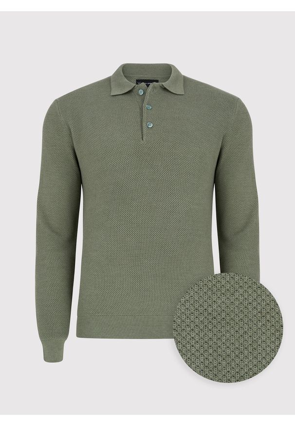 PAKO LORENTE – Zielony sweter męski z kołnierzykiem P24SF-2X-005-Z-0 - Pako Lorente. Kolor: zielony. Materiał: bawełna