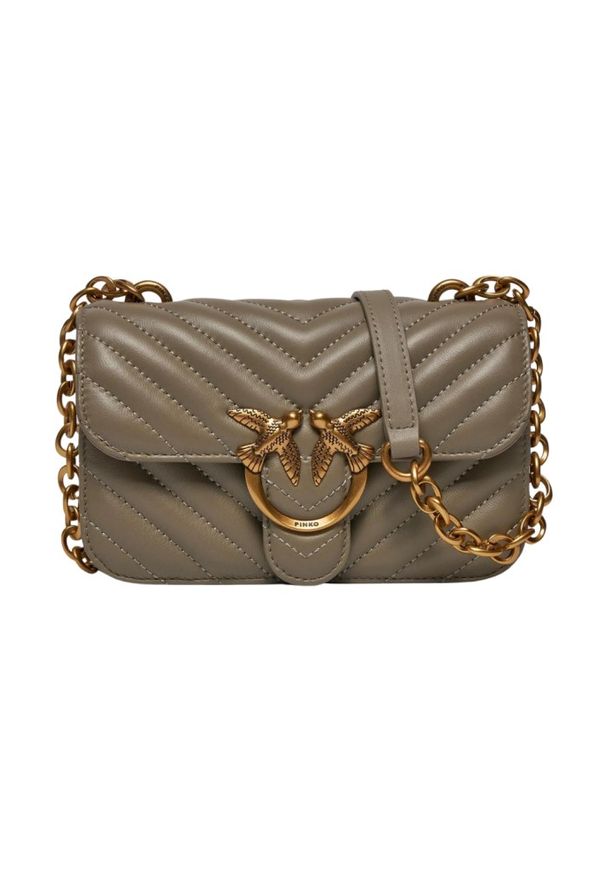 Pinko - PINKO Beżowa mała torebka Love Bell Mini. Kolor: beżowy. Rozmiar: małe