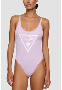 Guess - GUESS Lawendowy damski jednoczęściowy strój kąpielowy z logo Violet, Rozmiar S. Kolor: fioletowy #1