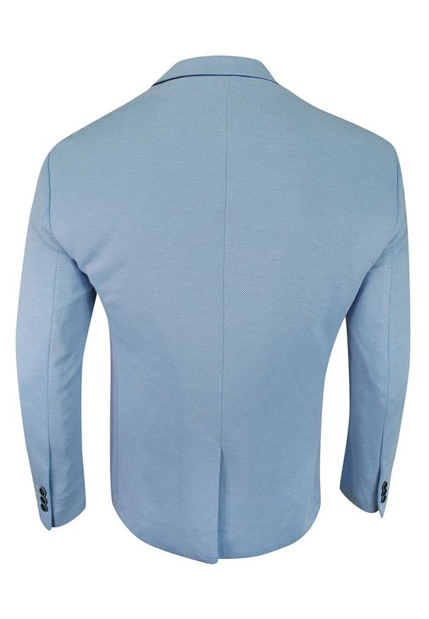 Rigon - Marynarka Błękitna, Niebieska Casualowa, Slim, Jeden Guziki, Jedno Rozcięcie -RIGON. Okazja: na co dzień. Kolor: niebieski. Materiał: wiskoza, wełna, lycra. Styl: casual