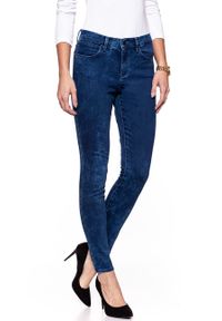 Wrangler - WRANGLER HIGH SKINNY BLUE MARBLE W27H6890M. Stan: podwyższony