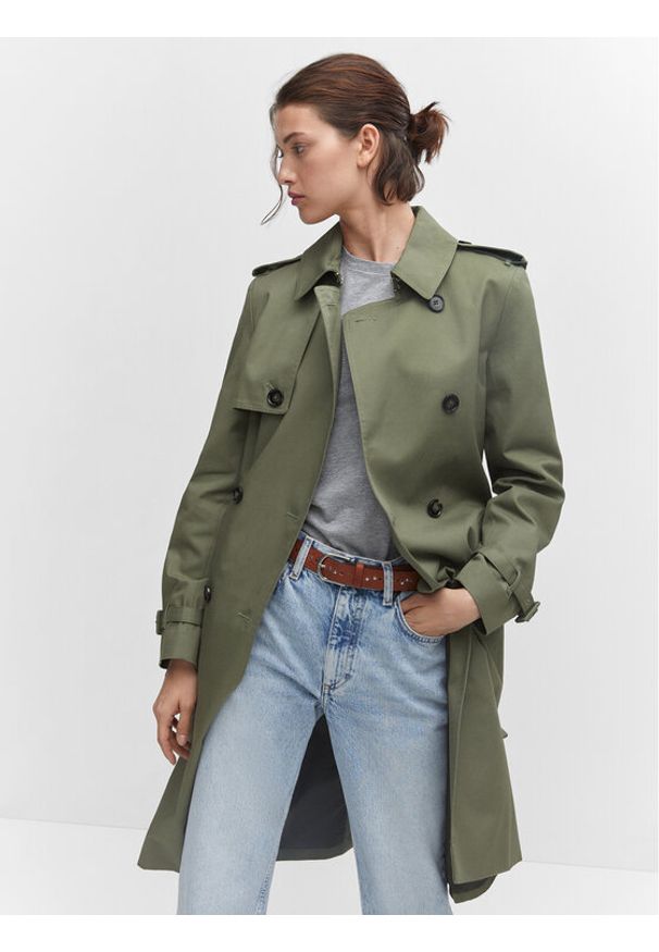 mango - Trencz Mango. Kolor: zielony. Materiał: bawełna