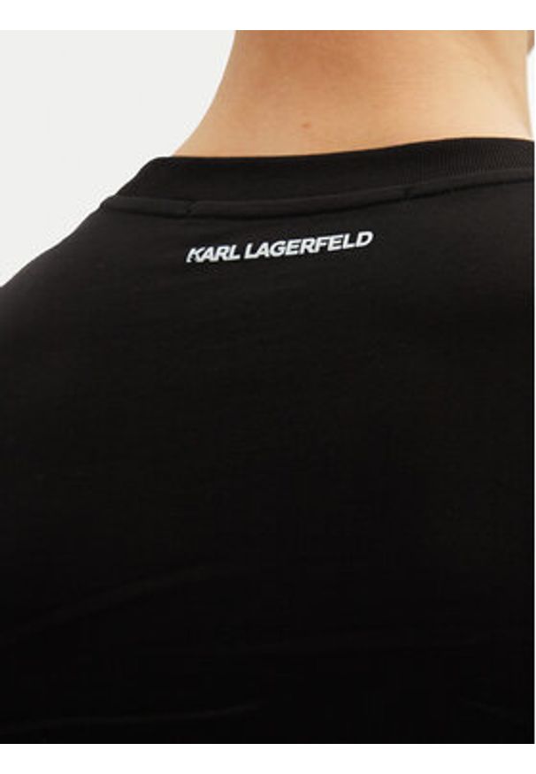 Karl Lagerfeld - KARL LAGERFELD T-Shirt 755061 552241 Czarny Regular Fit. Typ kołnierza: dekolt w karo. Kolor: czarny. Materiał: bawełna