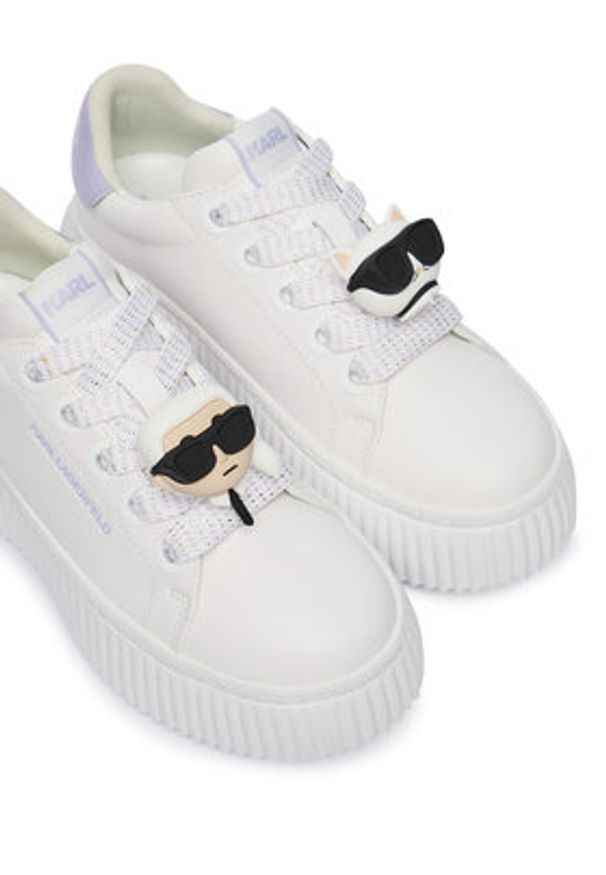 Karl Lagerfeld - KARL LAGERFELD Sneakersy Kreeper Lo KL42336T Écru. Kolor: kremowy. Materiał: skóra