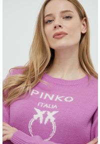 Pinko sweter wełniany damski kolor fioletowy. Kolor: fioletowy. Materiał: wełna #2