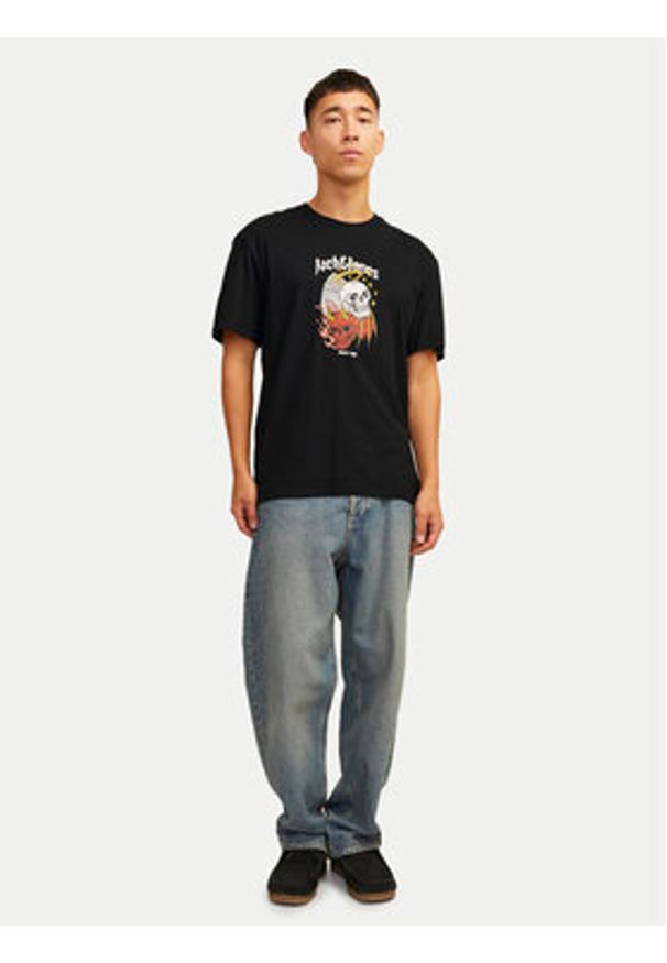 Jack & Jones T-Shirt Seven Skull 12262491 Czarny Regular Fit. Kolor: czarny. Materiał: bawełna