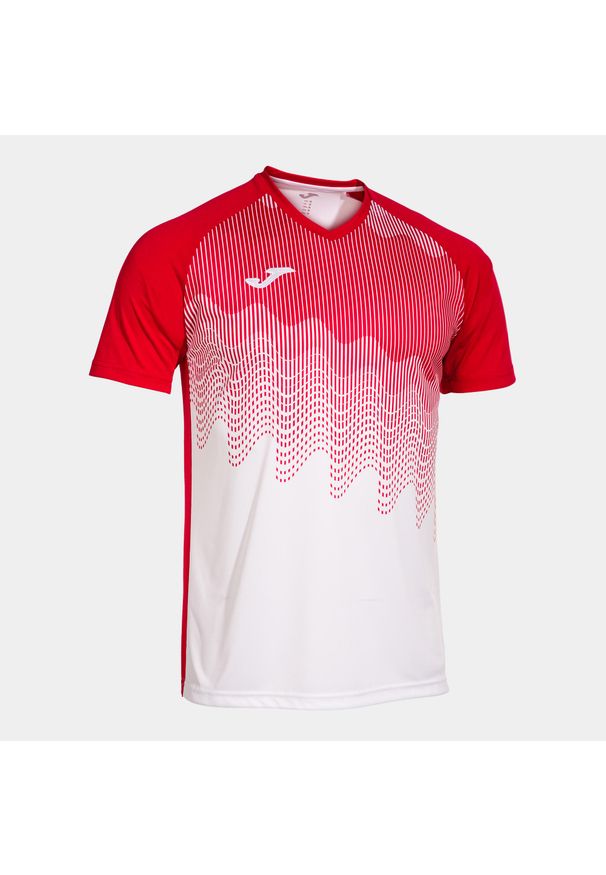 Koszulka męska Joma Tiger VI Biało-Czerwona 2XL. Kolor: czerwony, biały, wielokolorowy. Materiał: materiał. Sport: piłka nożna