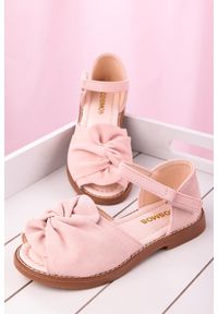 Casu - Różowe sandały na rzep z zakrytą piętą kokarda casu yj223c. Zapięcie: rzepy. Kolor: różowy #2