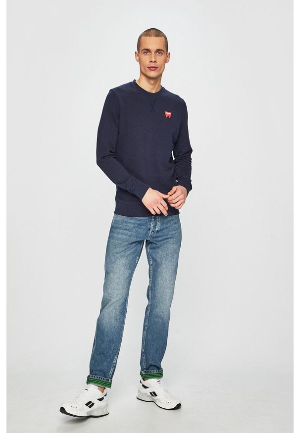 Wrangler - Bluza. Okazja: na co dzień. Kolor: niebieski. Materiał: dzianina. Styl: casual