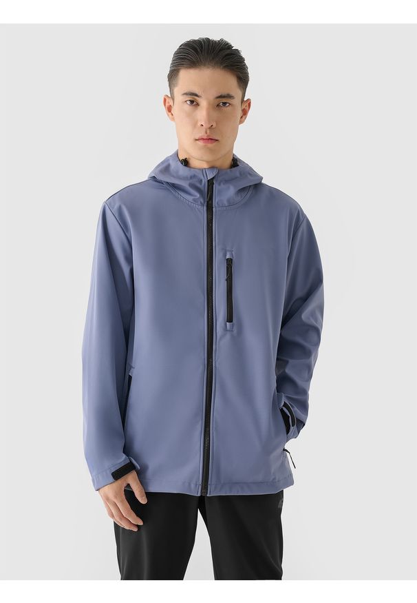 4f - 4F Kurtka softshell wiatroodporna membrana 8000 męska - niebieska XL. Typ kołnierza: kaptur. Kolor: niebieski. Materiał: softshell. Technologia: Windstopper. Sport: wspinaczka