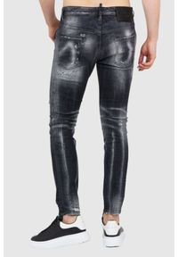 DSQUARED2 Czarne jeansy męskie super twinky jean. Kolor: czarny. Wzór: aplikacja