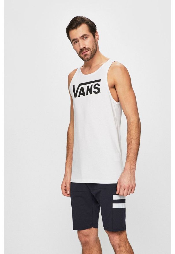 Vans - T-shirt. Okazja: na co dzień. Kolor: biały. Wzór: nadruk. Styl: casual