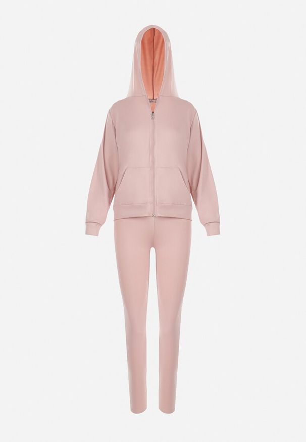 Born2be - Jasnoróżowy Komplet Dresowy 3-częściowy z Lampasami Hisa. Kolekcja: plus size. Kolor: różowy. Materiał: dresówka. Sport: turystyka piesza