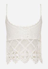 Born2be - Biały Bawełniany Top Boho w Szydełkowym Stylu Janeila. Kolor: biały. Materiał: bawełna. Wzór: aplikacja. Sezon: lato. Styl: boho #7
