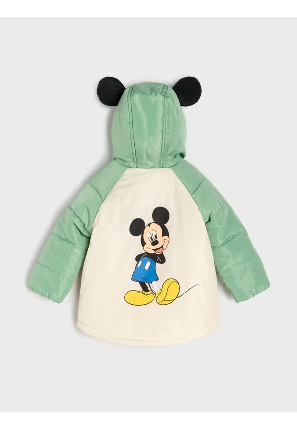 Sinsay - Pikowana kurtka z elementami 3D Mickey Mouse - kremowy. Kolor: kremowy. Wzór: motyw z bajki