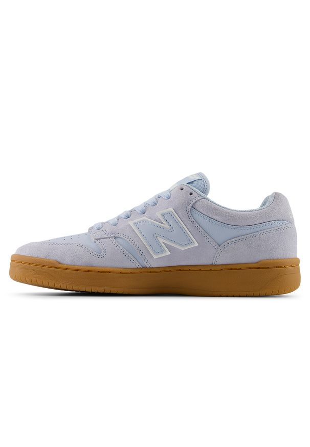 Buty męskie New Balance Numeric UN480BBG – niebieskie. Kolor: niebieski. Materiał: zamsz, materiał, skóra, guma, syntetyk, dresówka. Szerokość cholewki: normalna. Wzór: nadruk. Sport: bieganie