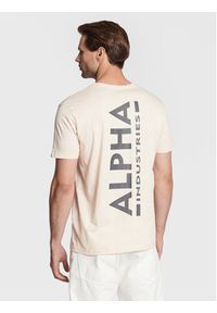 Alpha Industries T-Shirt Backprint 128507 Beżowy Regular Fit. Kolor: beżowy. Materiał: bawełna #6