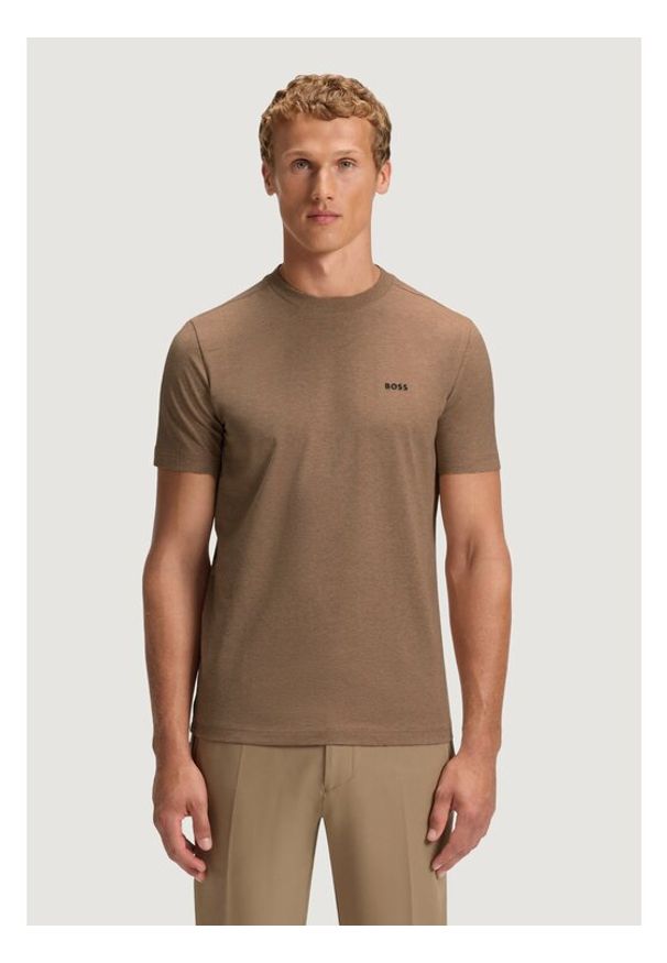 BOSS T-Shirt 50506373 Khaki Regular Fit. Kolor: brązowy. Materiał: bawełna