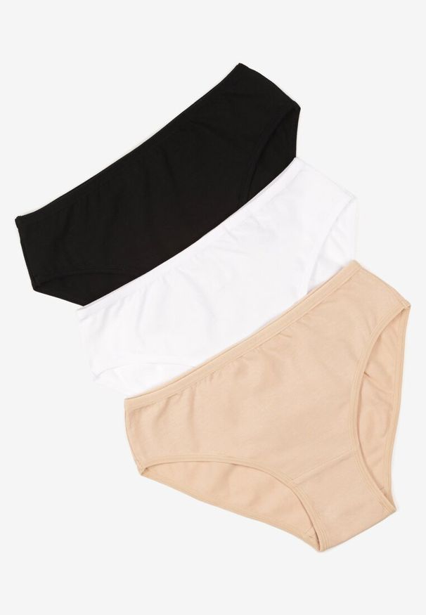 Born2be - Wielokolorowe Gładkie Majtki Figi z Bawełny 3-pack Fezella. Kolor: wielokolorowy. Materiał: bawełna. Wzór: gładki