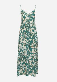 Born2be - Zielona Taliowana Sukienka z Wiskozy na Ramiączkach Xenelsea. Typ kołnierza: dekolt w kształcie V. Kolor: zielony. Materiał: wiskoza. Długość rękawa: na ramiączkach. Typ sukienki: dopasowane. Styl: klasyczny, elegancki #2