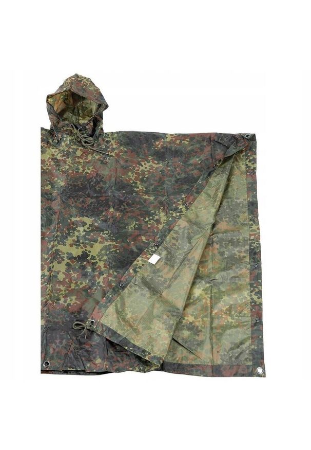 MFH MAX FUCHS - Peleryna turystyczna przeciwdeszczowa poncho 144x223cm. Kolor: zielony, wielokolorowy, brązowy