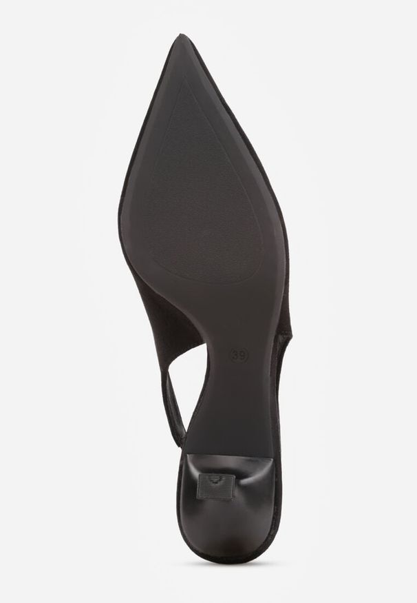 Renee - Czarne Czółenka Slingback VICES na Kaczuszce Anatera. Okazja: na co dzień. Zapięcie: bez zapięcia. Kolor: czarny. Materiał: zamsz, jeans. Obcas: na szpilce. Styl: elegancki, casual. Wysokość obcasa: średni