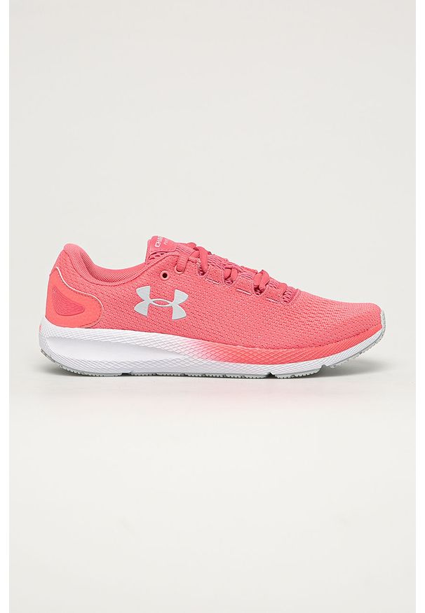 Under Armour - Buty Charged Puruit 2. Zapięcie: sznurówki. Kolor: różowy. Materiał: syntetyk, materiał. Szerokość cholewki: normalna. Obcas: na obcasie. Wysokość obcasa: średni, niski. Sport: bieganie