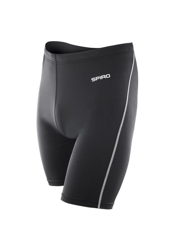 SPIRO - Męskie Spodenki Sportowe Bodyfit Performance Base Layer. Kolor: czarny. Materiał: skóra, materiał. Sport: turystyka piesza