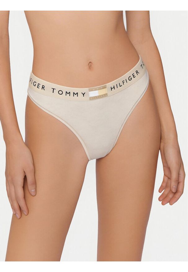 TOMMY HILFIGER - Tommy Hilfiger Stringi UW0UW06039 Beżowy. Kolor: beżowy. Materiał: bawełna