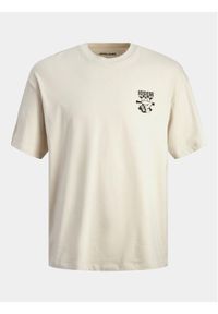 Jack & Jones - Jack&Jones T-Shirt Dirk 12249223 Beżowy Wide Fit. Kolor: beżowy. Materiał: bawełna