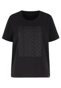 Volcano - T-shirt z nadrukiem, Comfort Fit, T-MESTI. Kolor: czarny. Materiał: materiał, bawełna, dresówka, elastan, włókno. Wzór: nadruk