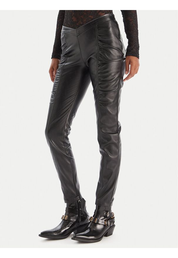 Pinko - PINKO Spodnie z imitacji skóry Panelle 105375 A2P5 Czarny Slim Fit. Kolor: czarny. Materiał: syntetyk