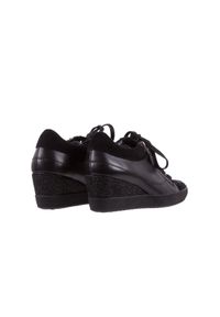 Sneakersy Bayla-018 SW-1707 Black, Czarny, Skóra naturalna. Zapięcie: zamek. Kolor: czarny. Materiał: skóra. Wzór: aplikacja. Obcas: na koturnie