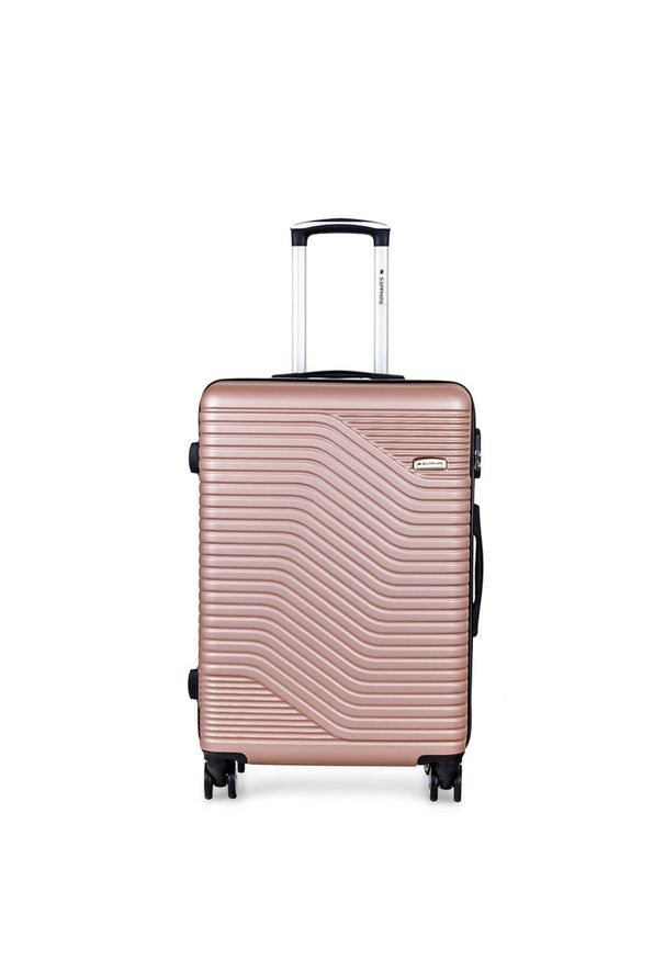 SAPPHIRE - Walizka na kółkach Sapphire ST-140 złota - średnia M DUO. Kolor: złoty. Materiał: guma, kauczuk, materiał. Styl: elegancki, klasyczny