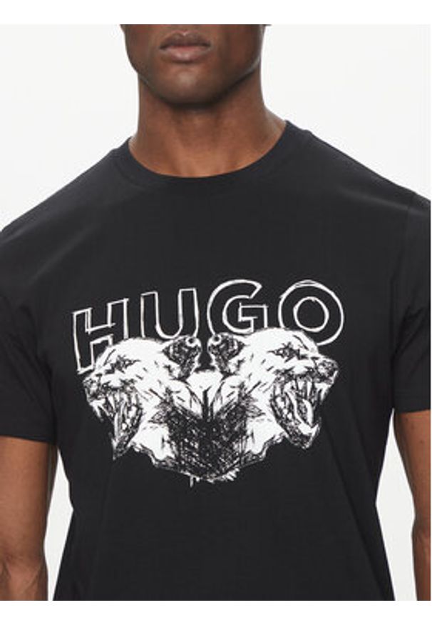 Hugo - HUGO T-Shirt Durro 50538257 Czarny Regular Fit. Kolor: czarny. Materiał: bawełna