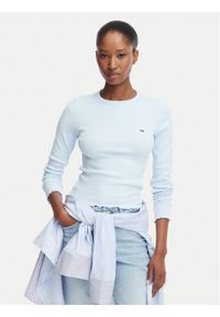 Tommy Jeans Bluzka DW0DW22783 Niebieski jasny Slim Fit. Kolor: niebieski. Materiał: bawełna #1
