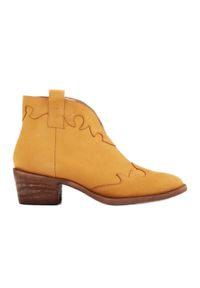 Marco Shoes Nieocieplane botki z zamszu i falistymi wstawkami brązowe żółte. Kolor: brązowy, wielokolorowy, żółty. Materiał: zamsz #3